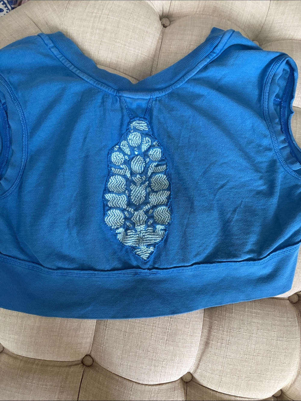 FP Movement by Free People Electric Blue Embroidered Crop Tank